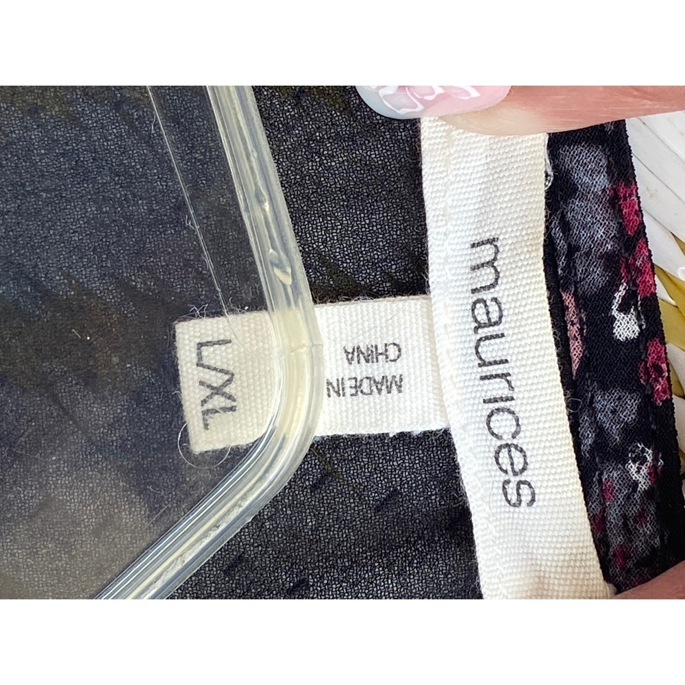 Maurices Womens Floral Sheer Kimono Wrap Black Pink Blue Chiffon L/XL - Picture 7 of 8